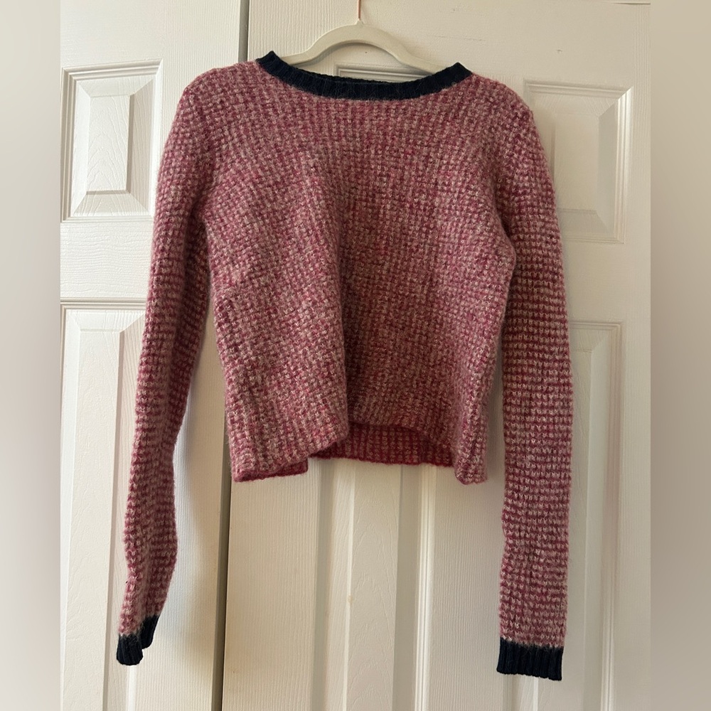Leon & Harper Paris Pink Chunky Marled Knit Sweater Size M Alpaca Mohair Blend